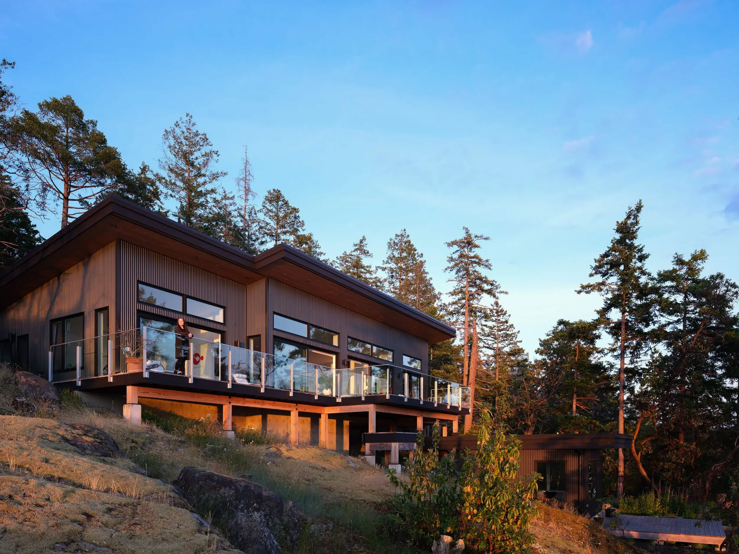 Oles Cove west elevation in golden light