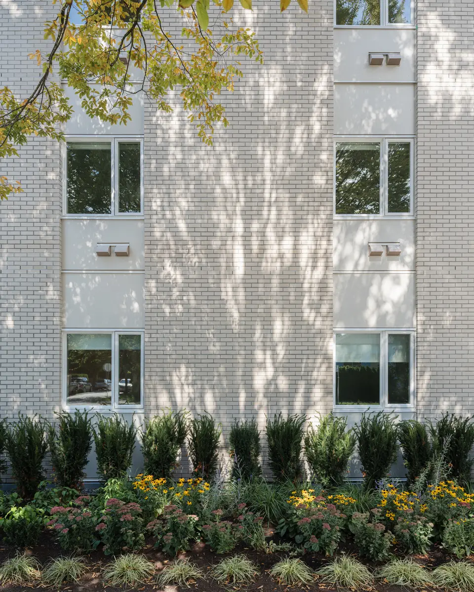 White brick above a planted bed
