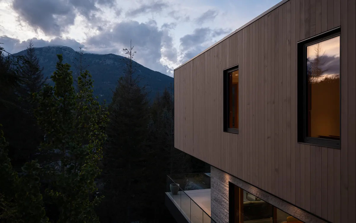 The house at dusk, the mountain behind, Panorama Ridge, Whistler