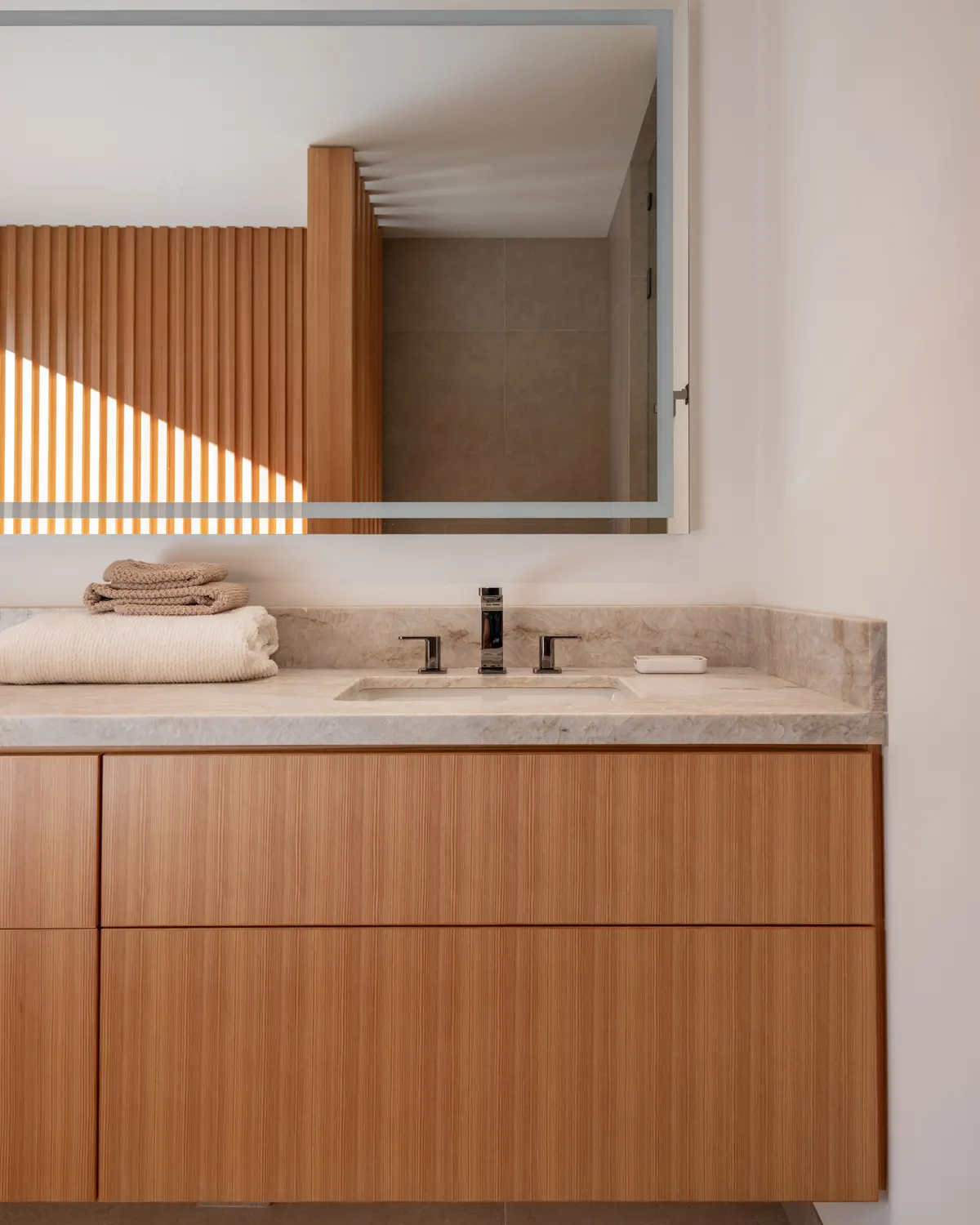 A wood vanity and a mirror, Panorama Ridge, Whistler