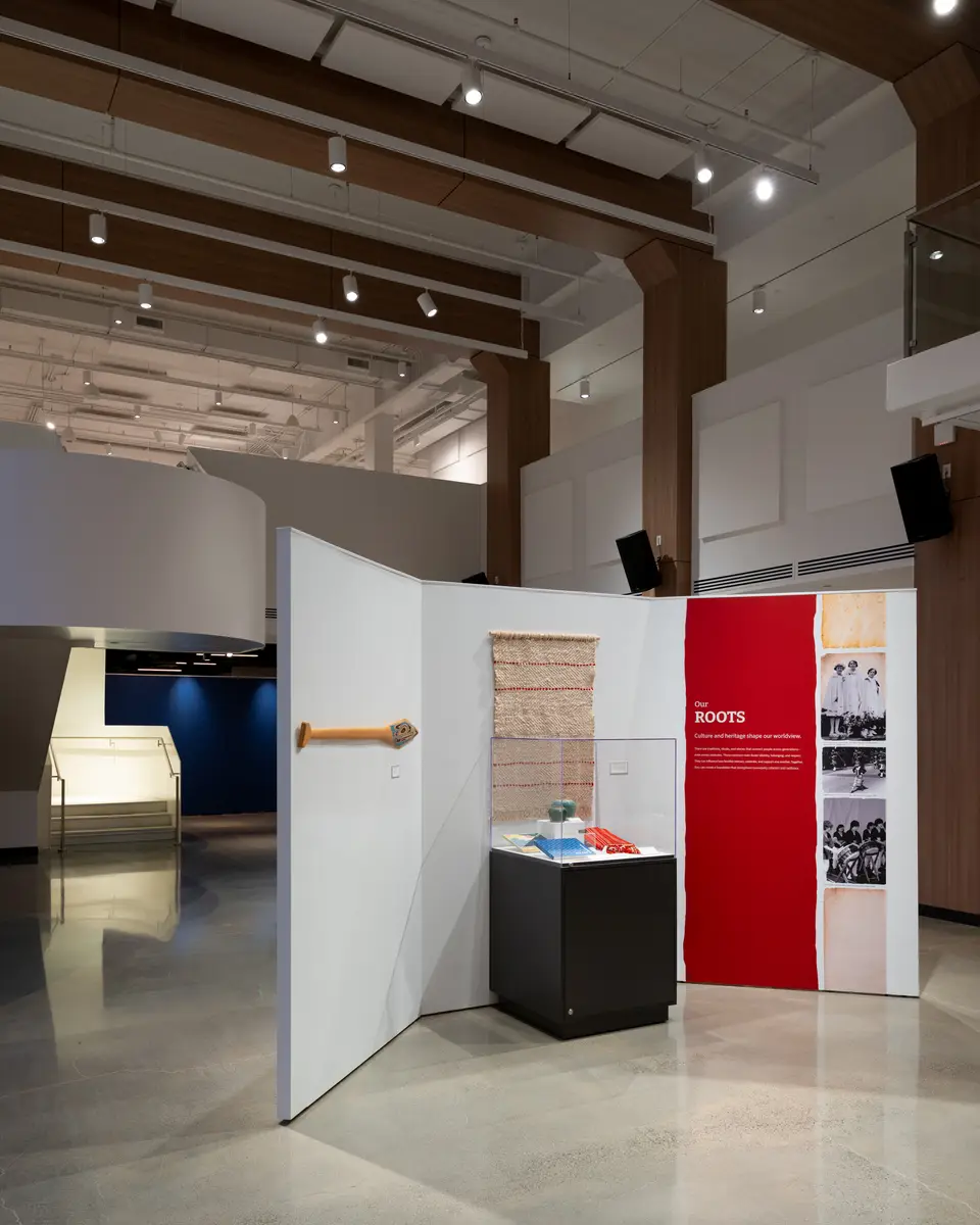 A freestanding display in the gallery