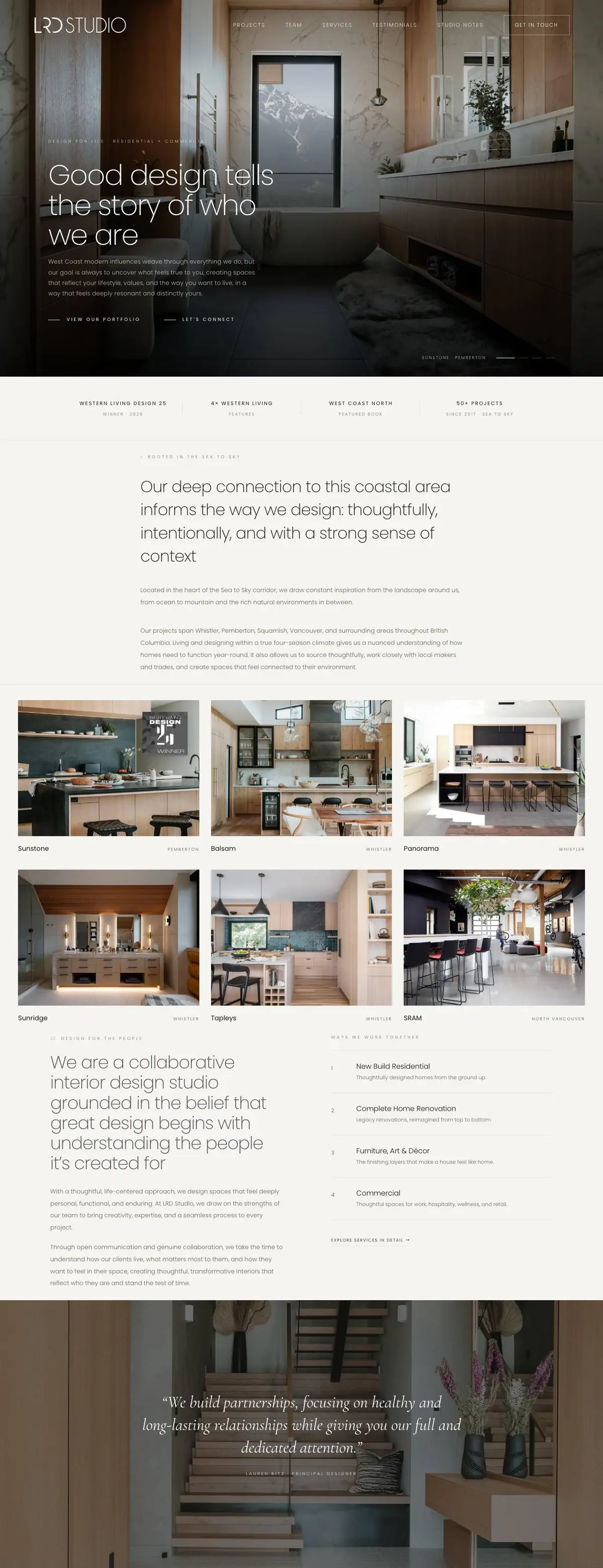 Homepage of LRD Studio, scrolling