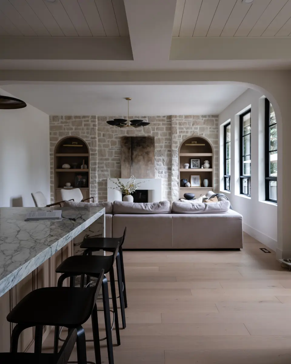 Looking from the island through to the living room